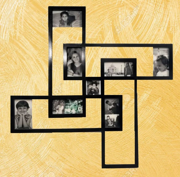 custom photo frame in the shape of a swastik is a great interior